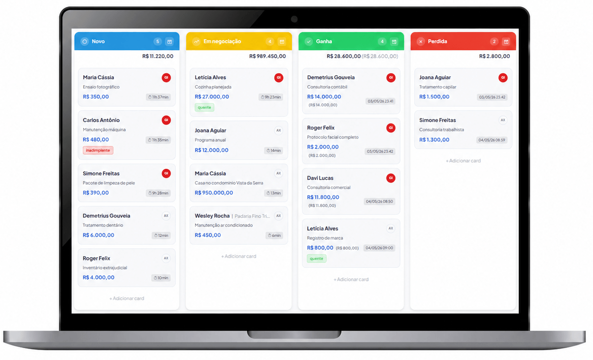 Visual do PipeBOX em notebook com pipeline de oportunidades
